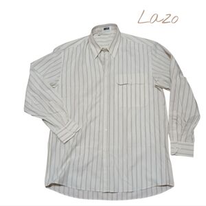 Lazo Men's Size 15.5 White Striped 100% Cotton Shirt Made In Italy